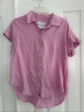 Lola River pink and white striped lightweight cotton short sleeve top Women’s S